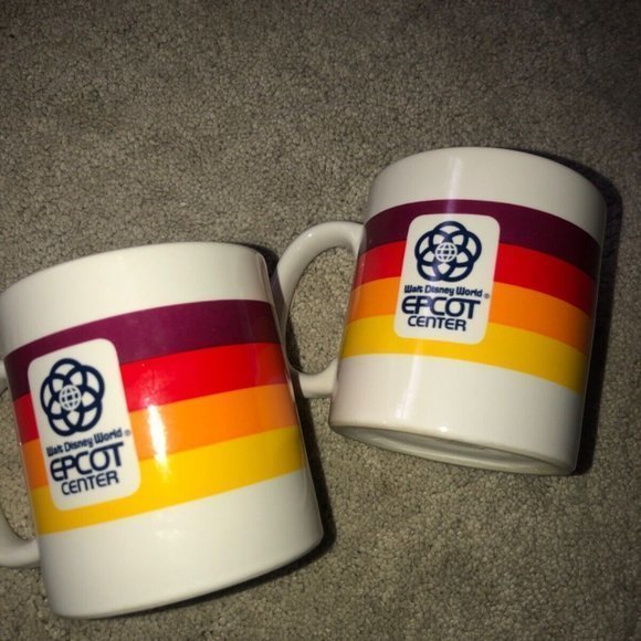 Vintage Walt Disney World Epcot Center Striped Coffee Mug Set (2) - Picture 13 of 13